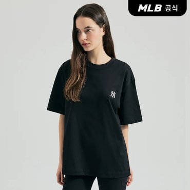 MLB [코리아공식]베이직 헤비웨이트 반팔 티셔츠 NY (Black)