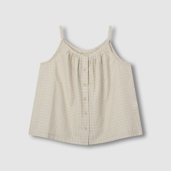 여 코튼 체크 민소매 라운지 셔츠 J206201085013