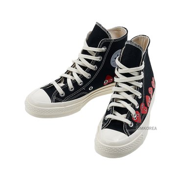 꼼데가르송 FW24 공용 로고 하이탑 스니커즈 AZ K127 001 BLACK