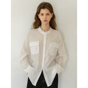 SIMPLE CHINA NECK POCKET BLOUSE_NSBL5193