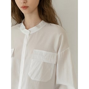 SIMPLE CHINA NECK POCKET BLOUSE_NSBL5193