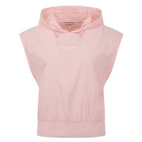 26S/S  여성 펀칭 믹스 후드 슬리브리스 티셔츠 (421F2TR323)