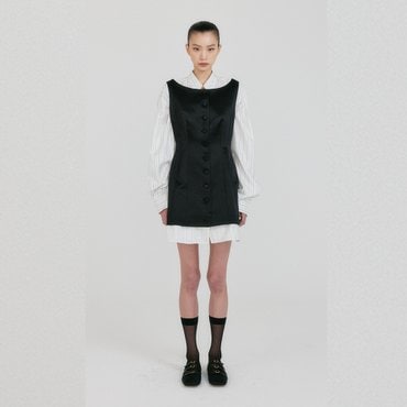 EENK ZULIA Sleeveless Buttoned Hourglass Dress - Black