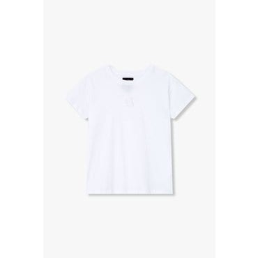 ARMANI EXCHANGE 여성 핫픽스 로고 크루넥 티셔츠(A425130528)화이트
