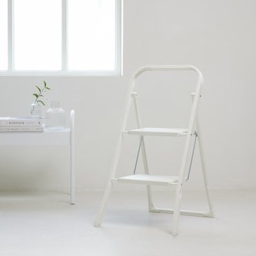 JAJU 튼튼한 2단 접이식 사다리_아이보리