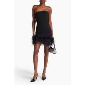 Minelli strapless feather-embellished crepe mini dress 블랙 1647597352019718