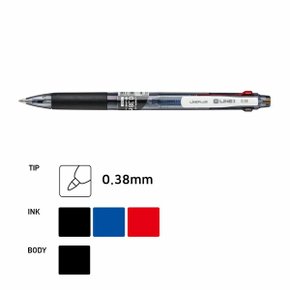 라인플러스 3색 볼펜 M LINE3 검.적.청 0.38 블랙 (WD63087)