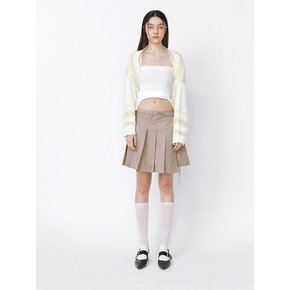 RIBBON PLEATS WRAP SKIRT - BEIGE