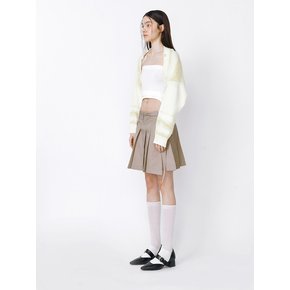 RIBBON PLEATS WRAP SKIRT - BEIGE