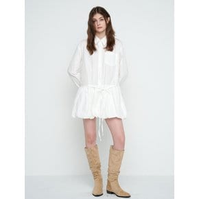 BALLOON LONG-SLEEVED SHIRT DRESS / WHITE