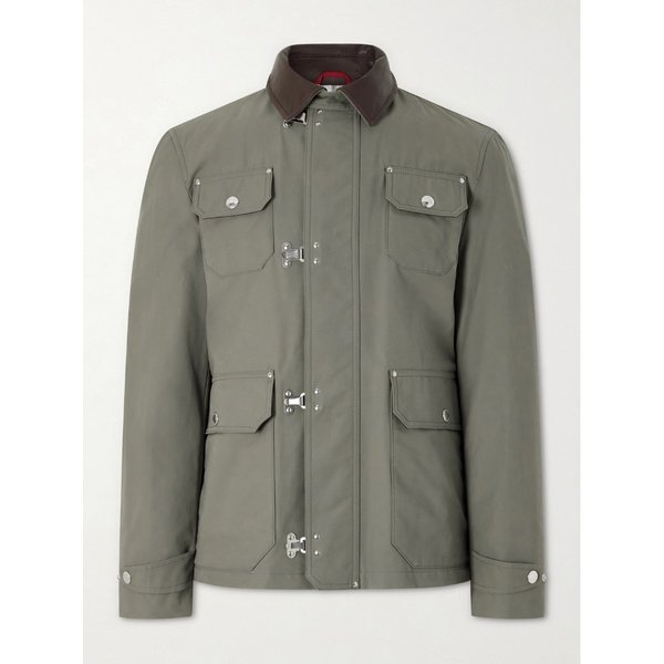 브루넬로쿠치넬리 파이어맨 가죽 트리밍 코튼 블렌드 재킷 46376663163118555