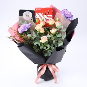 블룸앤스틱 꽃다발 (빼빼로 사은품 증정) 빼빼로데이 빼빼로 선물 우정선물 11 롯데 선물세트 기념일 한정판 콜라보 꽃배달