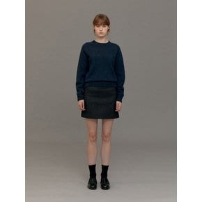 WOOL MINI SKIRT (HERRINGBONE BLACK)