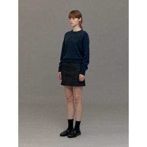 WOOL MINI SKIRT (HERRINGBONE BLACK)