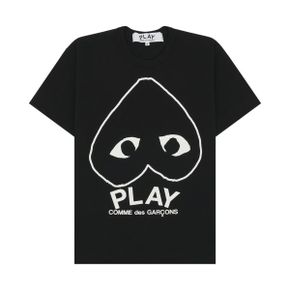 Play Comme des Garcons 플레이 꼼데가르송 인버티드 하트 로고 티셔츠 블랙