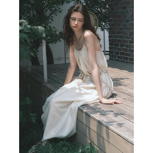 fluid shirring dress (light yellow)