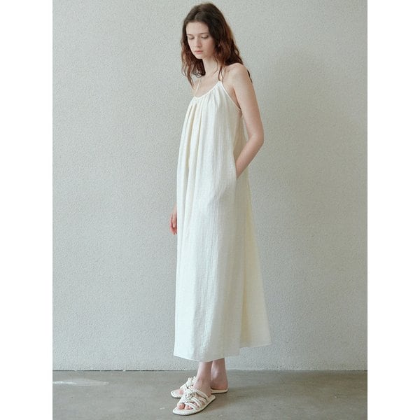 fluid shirring dress (light yellow)