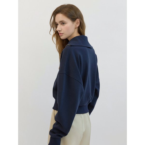 Half Zip-Up Crop Sweatshirts Navy AT5TSF070NV