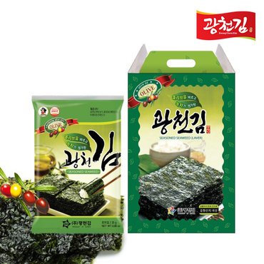 광천김 오리지널 올리브 녹차전장김 선물세트(25g x 10봉)2박스