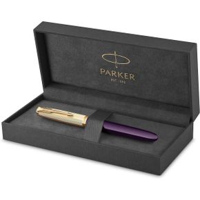 영국 파카 만년필 Parker 51 Fountain Pen Deluxe Plum Barrel with Gold Trim Fine 18k Nib 블