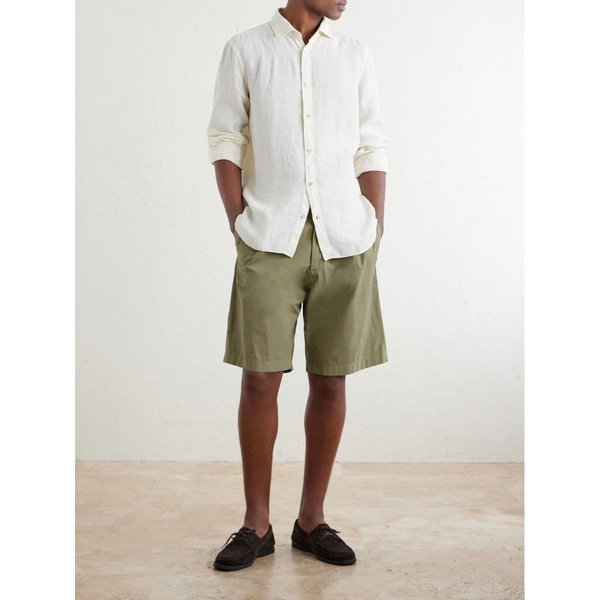 스트레이트 레그 플리츠 코튼 블렌드 포플린 쇼츠 46376663163084330