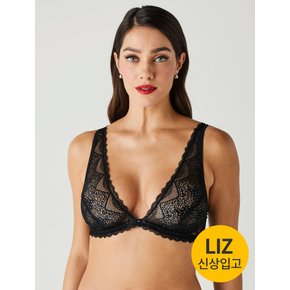 러블리 51551 블랙 레이스 와이어 트라이앵글 홑겹 브라+니플패드