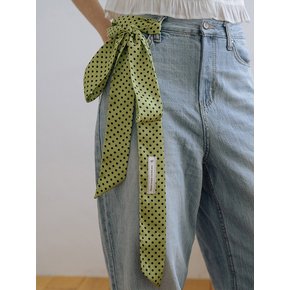 HML016 Green Dot Satin Skinny Scarf