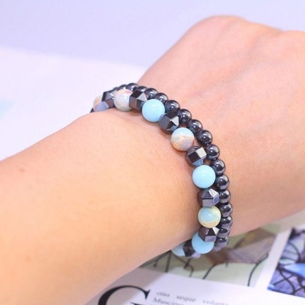 에메랄드 스카이 블루 팔찌 천연석 패션 (WB14345)