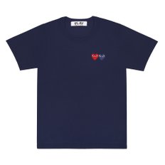 꼼데가르송 꼼데가르송 플레이 여성용 티셔츠 (더블 하트 포함) 네이비 AZ-T225-051
