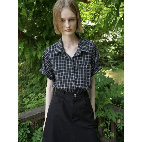 [리퍼브] IVY SEERSUCKER PLAID CHECK SHIRTS BLOUSE (GREEN)