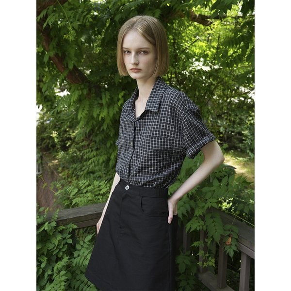 [리퍼브] IVY SEERSUCKER PLAID CHECK SHIRTS BLOUSE (GREEN)