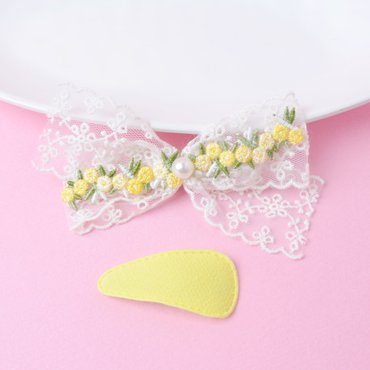 헤어보우 장미레이스_옐로우 2p set