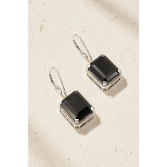 SHAY 셰이 주얼리 18캐럿 화이트 골드, 오닉스 및 다이아몬드 귀걸이 46376663163014042