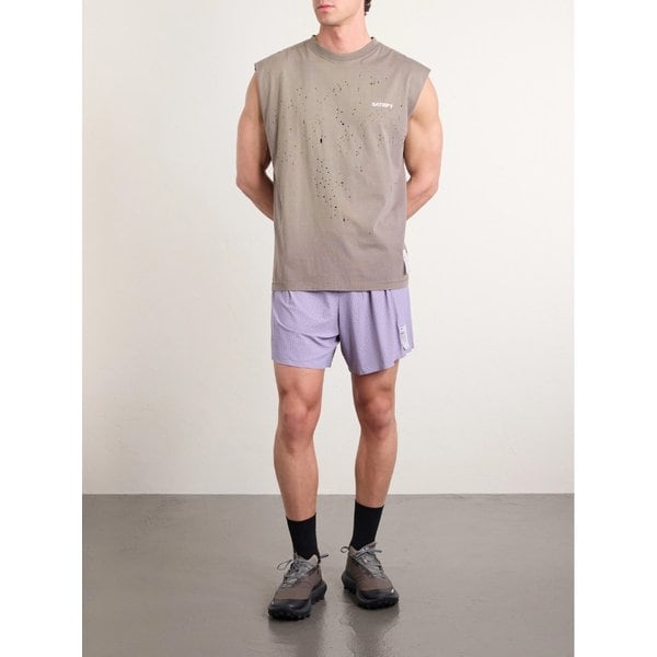 디스트레스드 로고 프린트 MothTech 코튼 저지 탱크 탑 46376663163018323