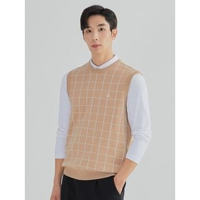 [모델착장] 남성 윈도우 체크 자가드 니트 베스트 AMSVL8347-509_G