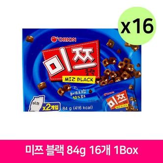  오리온 미쯔 블랙 84g 16개 1Box 아이 사무실 간식 미쯔블랙 곽과자 미