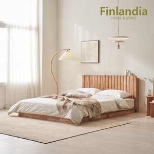 핀란디아 로하스 참죽나무 원목 저상형 깔판 침대 Q