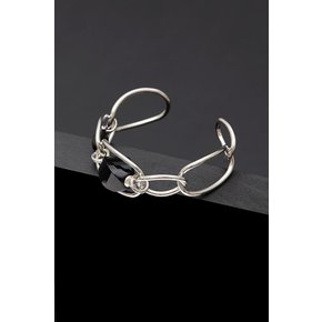 Onyx Honey Bangle - Silver