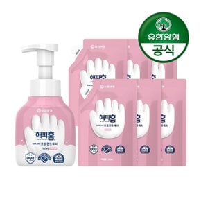 [유한양행]해피홈 SAFE365 핸드워시 용기형 350mL+파우치형 리필 200mLx6개 핑크포레향