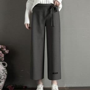 [~77까지]네마 리본 포인트 모직 밴딩팬츠