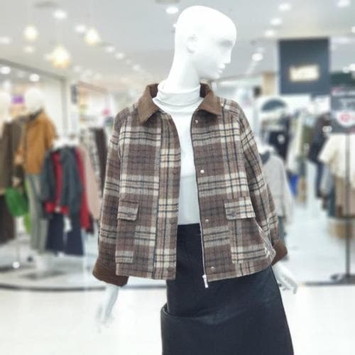 abfz sh06 베니크 체크누빔 자켓 데일리룩 SLBHA4J03K(1)
