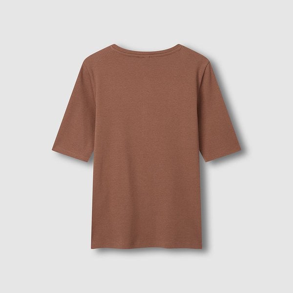 여 코튼 립 헨리넥 5부 티셔츠 J116201097071