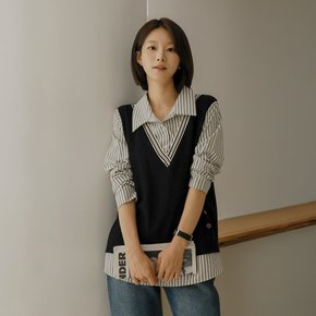 [66-120] 베아린 스트라이프 레이어드 베스트 남방