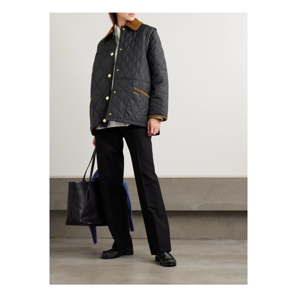 로리 컨버터블 코듀로이 트리밍 퀼팅 셸 재킷 블랙 46376663162881812