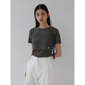 Sleeveless layered T-shirt_charcoal