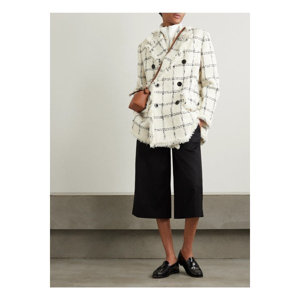 골지 레이어드 프레이 체크 울 혼방 트위드 재킷 뉴트럴 1647597324824020