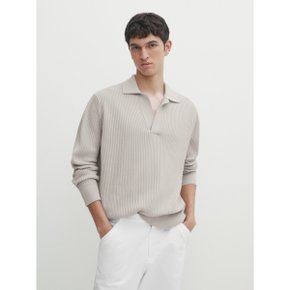 Cotton ribbed knit polo sweater 00951308806