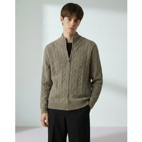 [25FW] [EXCLUSIVE] 베이지 울100% 풀집업 케이블 스웨터 DMSW5D304I2