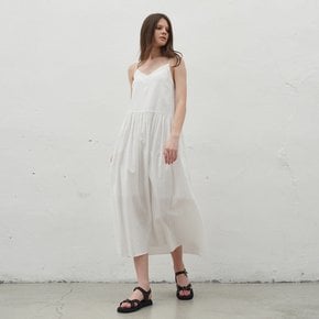 SLEEVELESS TIERED DRESS_WHITE