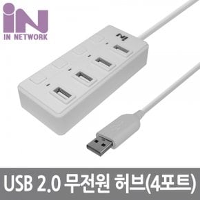 INV060 USB HUB 4포트 2.0 무전원 개별 스위치 화이트